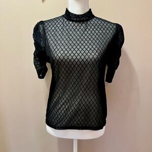 Gemstone Black Sheer Mesh Blouse Juniors Size XL